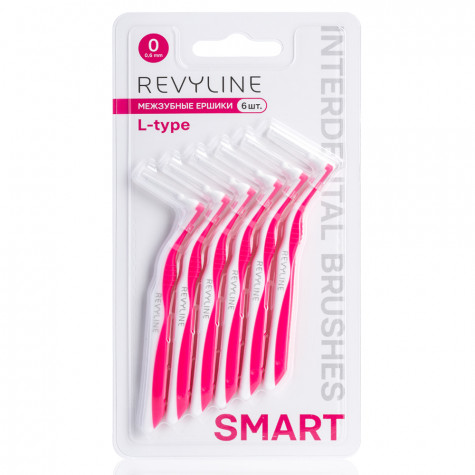 Ершики межзубные Revyline Smart L-type, размер 0 (0,40 мм) розовые, 6 шт.